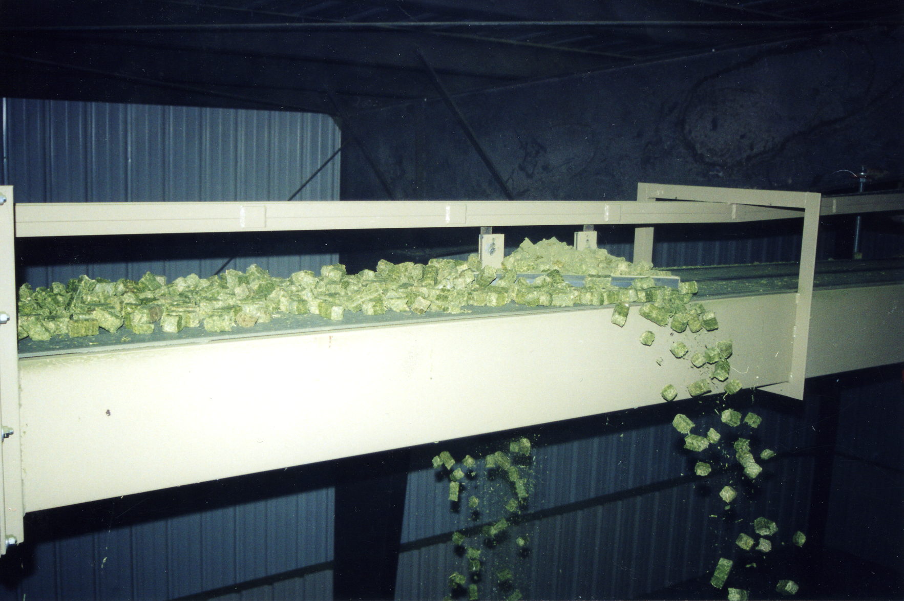 Overhead Conveyor conveyring ground or cubed biomass materials